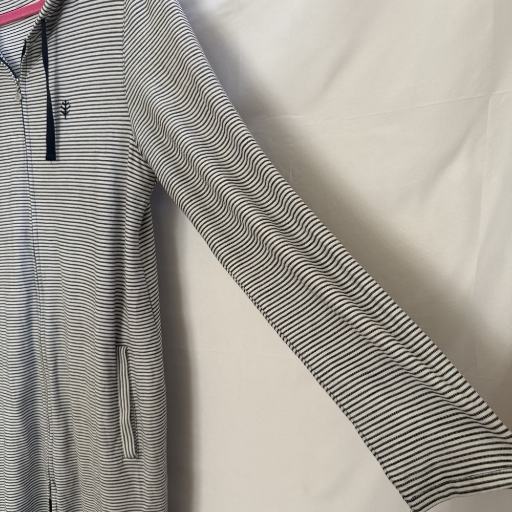 Coolibar Hoodie Womens Medium Blue Cabana Sailor UPF 50+ Hoodie Full Zip - Picture 4 of 15